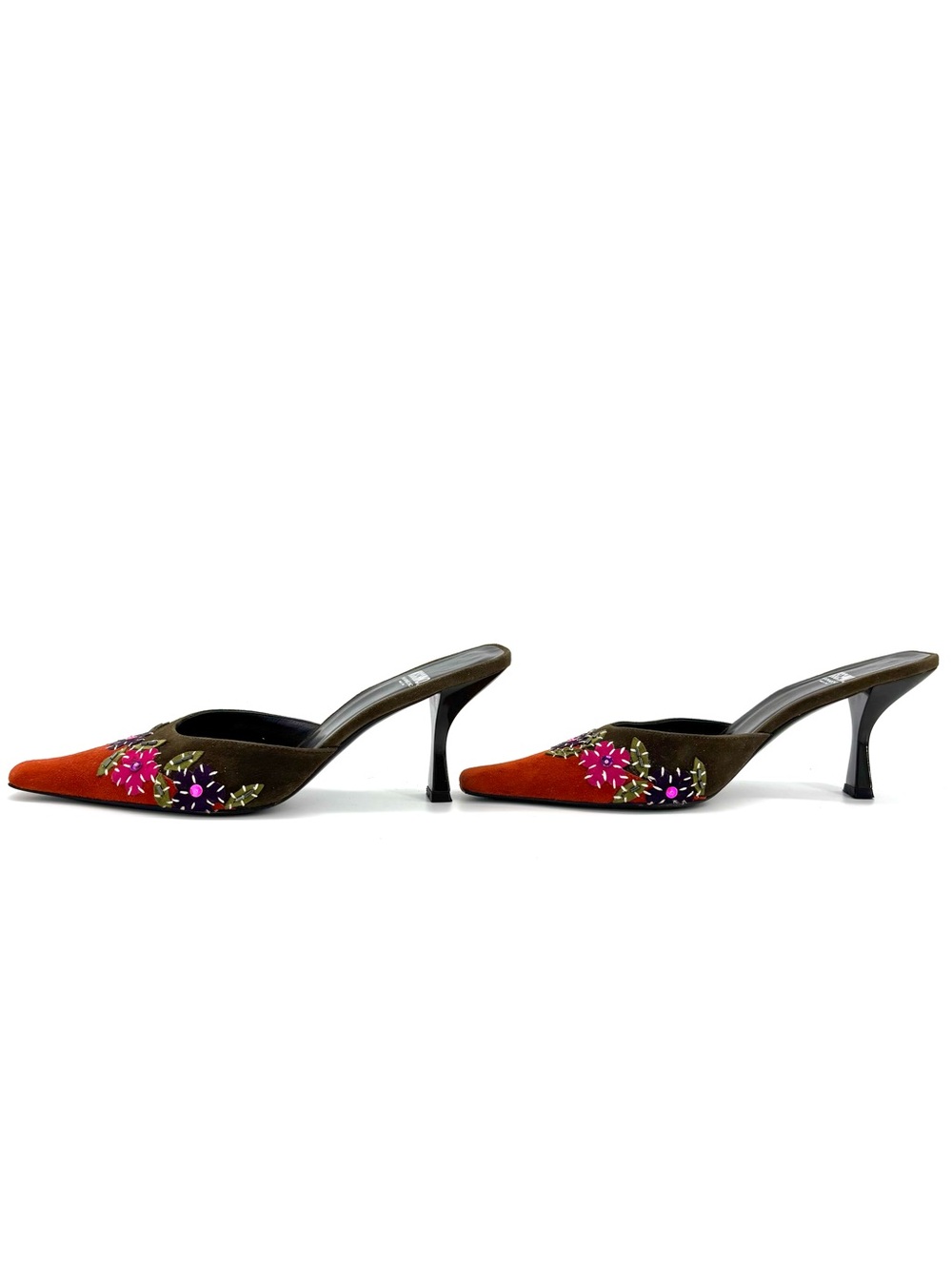 Moschino Cheap and Chic Beaded Sequined Floral Slip On Heeled Mules Sandals 38 - Picture 4 of 9